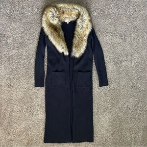 Show Me Your Mumu Lombardi Long Cardigan With Faux Fur Trim Women’s Size Small